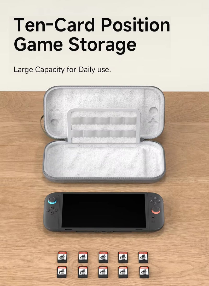 Hagibis Switch 2 bag case Portable Carrying Case for Switch 2 Traveling Bag Hard Shell NS Accessories Protective Cover with 10 Games Cartridges - Image 5